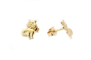 Arany baba- és gyermek fülbevaló cica - 