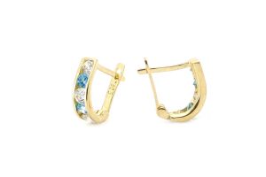 Kék és fehér köves arany baba fülbevaló - Arany baba fülbevalók