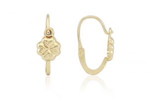 Arany gyermek fülbevaló elölkapcsos négylevelű lóhere - 
