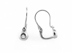 Button apró fehér köves ezüst baba fülbevaló - 