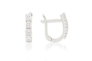 Ezüst fülbevaló franciazáras foglalt fehér kövekkel - 