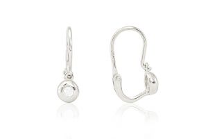 Ezüst gyermek fülbevaló elölkapcsos button fehér kővel ródiumbevonatos - 