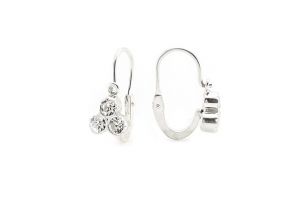 Ezüst gyermek fülbevaló elölkapcsos 3 fehér kővel - Ezüst gyerek fülbevaló
