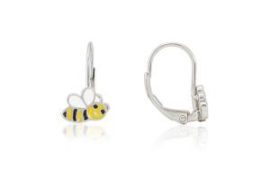 Ezüst gyermek fülbevaló patentzáras méhecske ródiumbevonatos - Ezüst gyerek fülbevaló