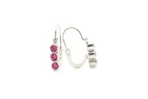 Ezüst gyermek fülbevaló elölkapcsos 3 rózsaszín kővel - Ezüst gyerek fülbevaló