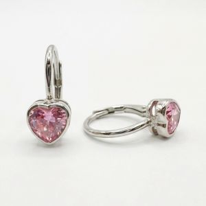 Ezüst gyermek fülbevaló patentzáras button szívecske ródiumbevonatos - 