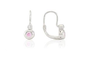 Fehér arany baba és gyermek fülbevaló elölkapcsos dupla button rózsaszín és fehér - Arany gyerek fülbevaló