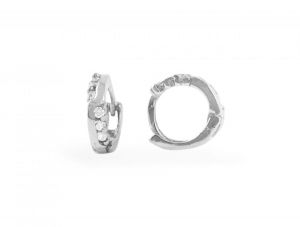 Fehér köves, modern mintájú ezüst baba fülbevaló - Ezüst gyerek fülbevaló