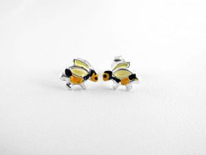 Színes méhecskés gyermek ezüst fülbevaló - 