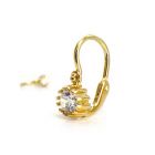 Arany baba fülbevaló nagy fehér kővel - klasszikus fazon, 14K előlkapcsos zár