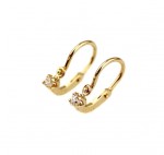 Arany baba fülbevaló fehér egy köves