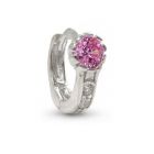 Ezüst baba fülbevaló karika rózsaszín-fehér kövekkel