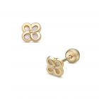 LISA arany gyermek fülbevaló csavaros virág gyöngyház belsővel JTAG-0291